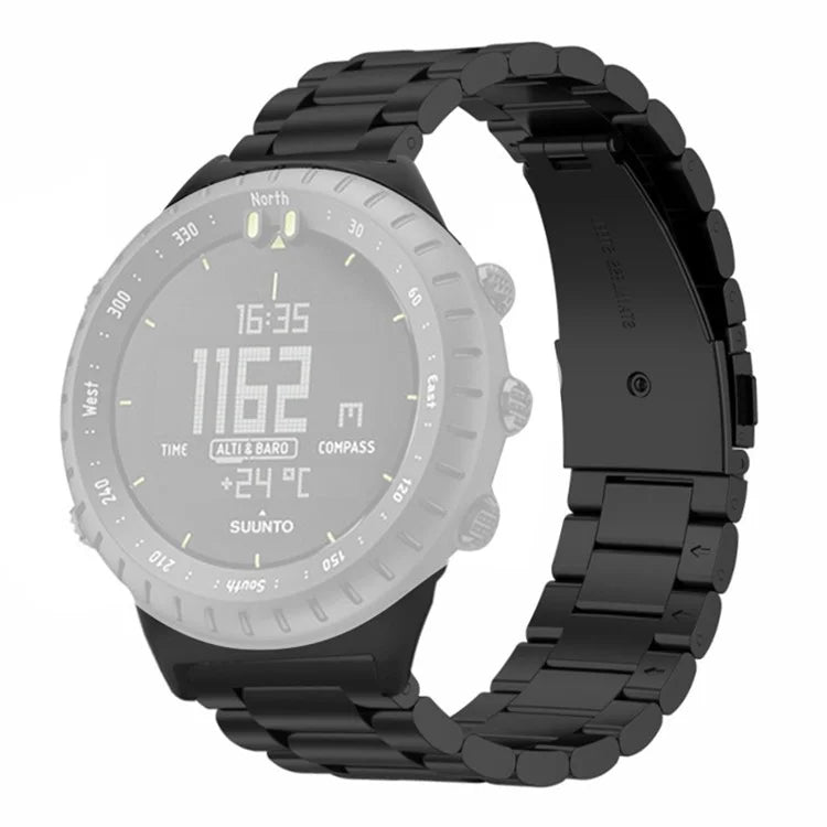 For Suunto Core Watch Band 3-Bead Steel Dual Press Buckle Wrist Strap