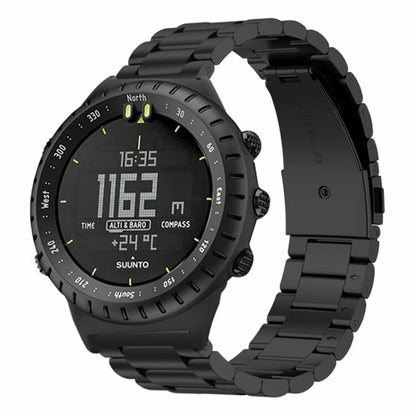 For Suunto Core Watch Band 3-Bead Steel Dual Press Buckle Wrist Strap