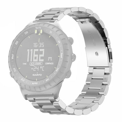 For Suunto Core Watch Band 3-Bead Steel Dual Press Buckle Wrist Strap