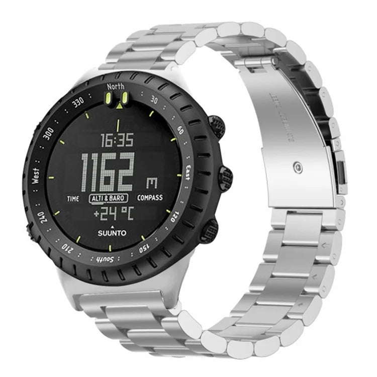 For Suunto Core Watch Band 3-Bead Steel Dual Press Buckle Wrist Strap