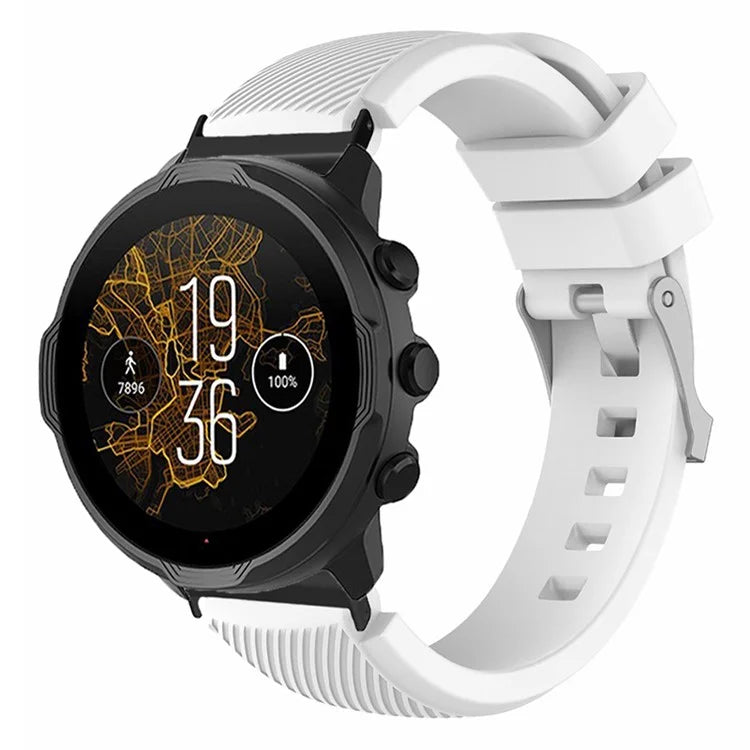 For Suunto Spartan Sport Wrist HR Baro / Suunto 7 Watch Strap 24mm Twill Texture Silicone Band
