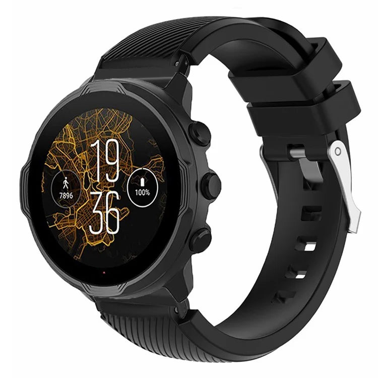 For Suunto Spartan Sport Wrist HR Baro / Suunto 7 Watch Strap 24mm Twill Texture Silicone Band