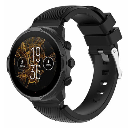 For Suunto Spartan Sport Wrist HR Baro / Suunto 7 Watch Strap 24mm Twill Texture Silicone Band