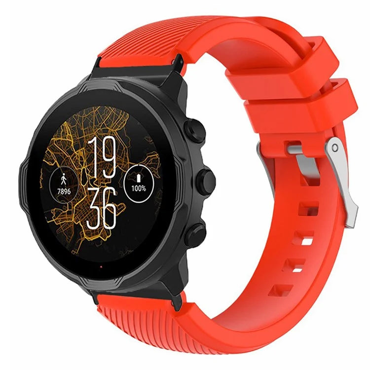 For Suunto Spartan Sport Wrist HR Baro / Suunto 7 Watch Strap 24mm Twill Texture Silicone Band