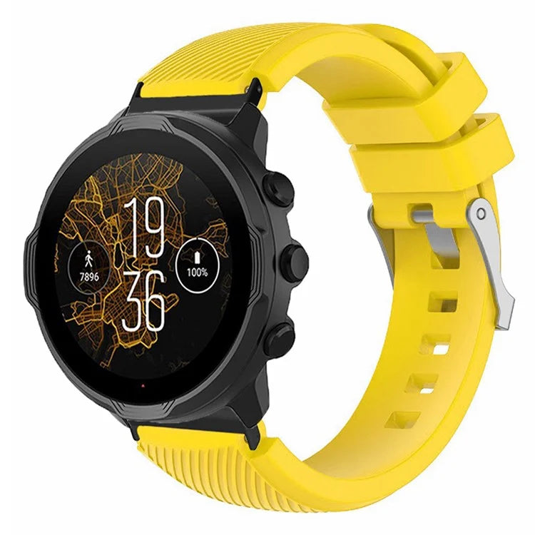 For Suunto Spartan Sport Wrist HR Baro / Suunto 7 Watch Strap 24mm Twill Texture Silicone Band