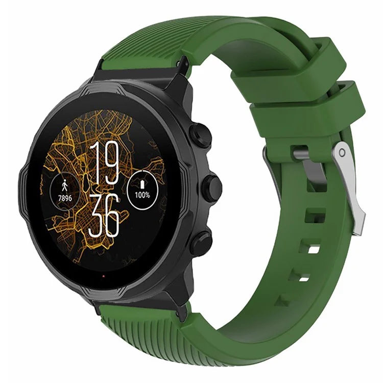 For Suunto Spartan Sport Wrist HR Baro / Suunto 7 Watch Strap 24mm Twill Texture Silicone Band