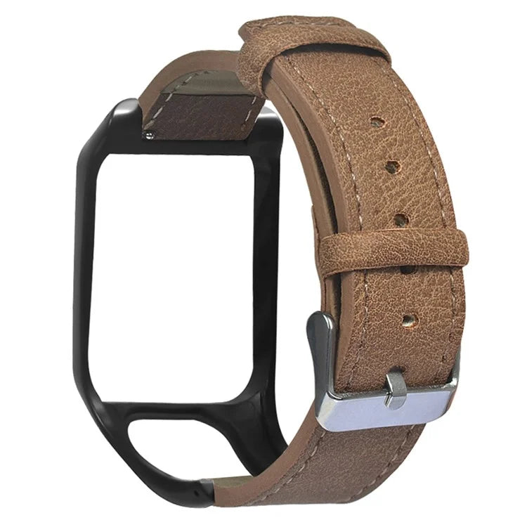 For TomTom Runner 3 / Adventurer Watch Band Genuine Cow Leather Strap with Case