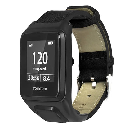 For TomTom Runner 3 / Adventurer Watch Band Genuine Cow Leather Strap with Case