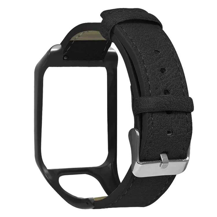 For TomTom Runner 3 / Adventurer Watch Band Genuine Cow Leather Strap with Case