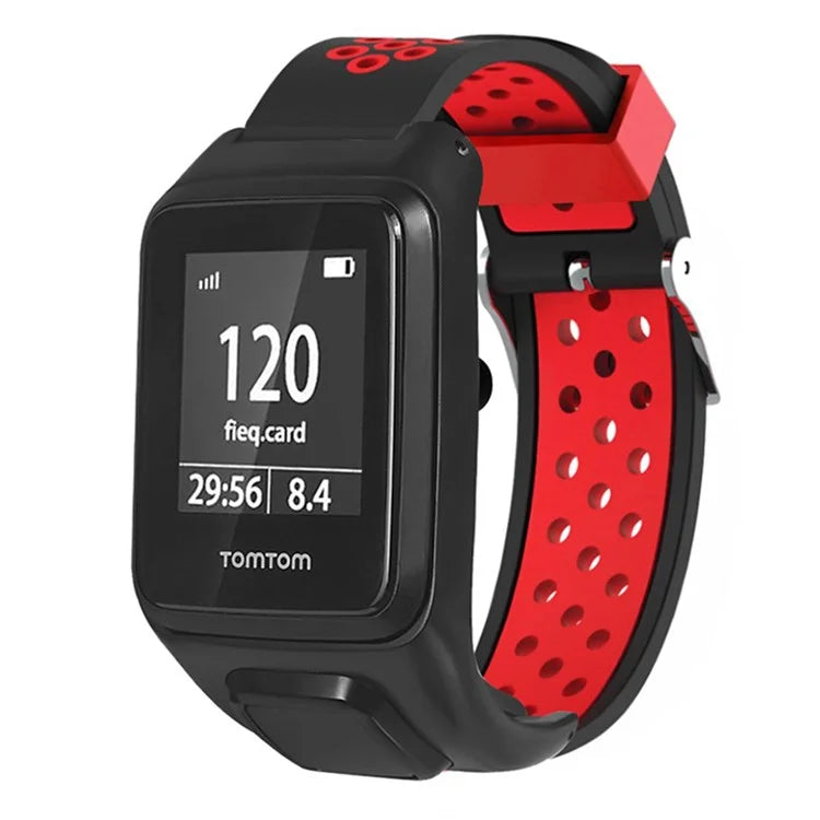 For TomTom Runner 3 / Adventurer Silicone Band Dual Color Breathable Watch Strap with Case