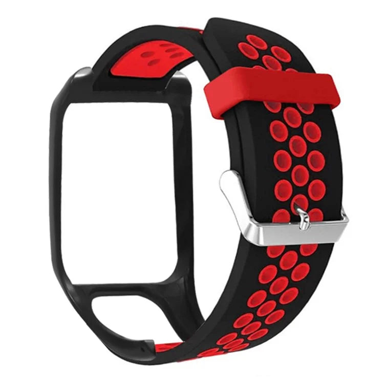 For TomTom Runner 3 / Adventurer Silicone Band Dual Color Breathable Watch Strap with Case