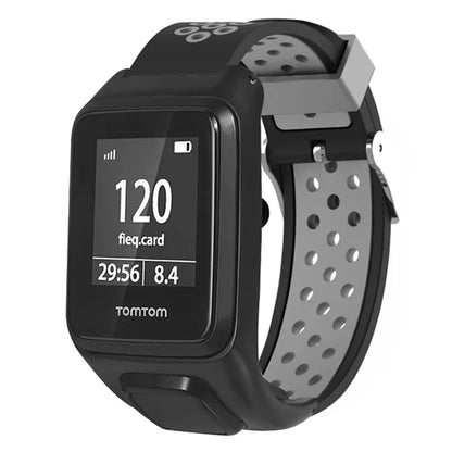 For TomTom Runner 3 / Adventurer Silicone Band Dual Color Breathable Watch Strap with Case