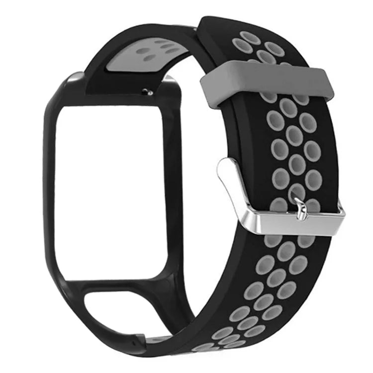 For TomTom Runner 3 / Adventurer Silicone Band Dual Color Breathable Watch Strap with Case