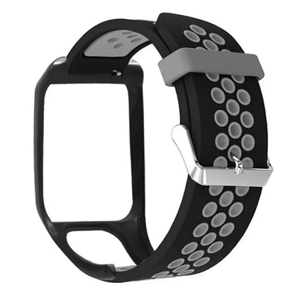 For TomTom Runner 3 / Adventurer Silicone Band Dual Color Breathable Watch Strap with Case