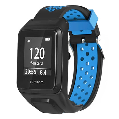 For TomTom Runner 3 / Adventurer Silicone Band Dual Color Breathable Watch Strap with Case