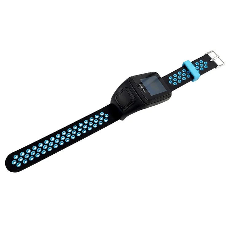 For TomTom Runner 3 / Adventurer Silicone Band Dual Color Breathable Watch Strap with Case