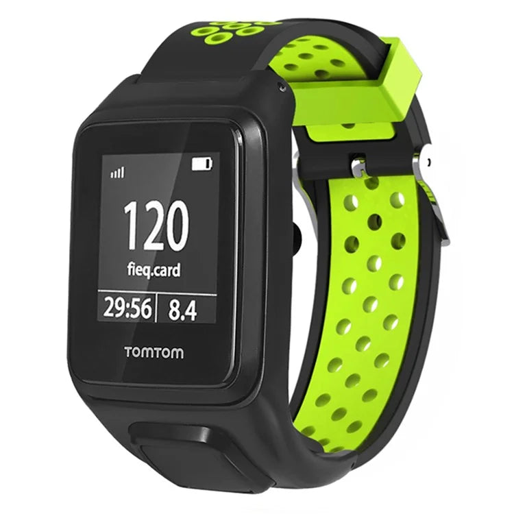 For TomTom Runner 3 / Adventurer Silicone Band Dual Color Breathable Watch Strap with Case