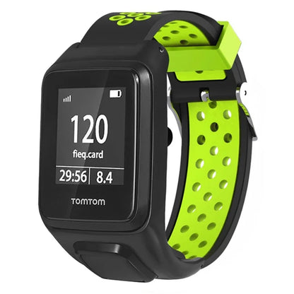 For TomTom Runner 3 / Adventurer Silicone Band Dual Color Breathable Watch Strap with Case