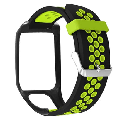 For TomTom Runner 3 / Adventurer Silicone Band Dual Color Breathable Watch Strap with Case
