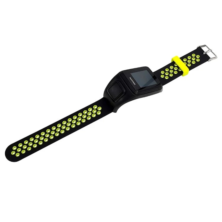 For TomTom Runner 3 / Adventurer Silicone Band Dual Color Breathable Watch Strap with Case