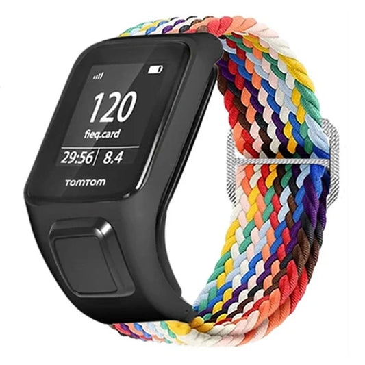 For TomTom Runner 2 / 3 / Spark / Adventurer Watch Band Braided Adjustable Nylon Loop Strap with Case