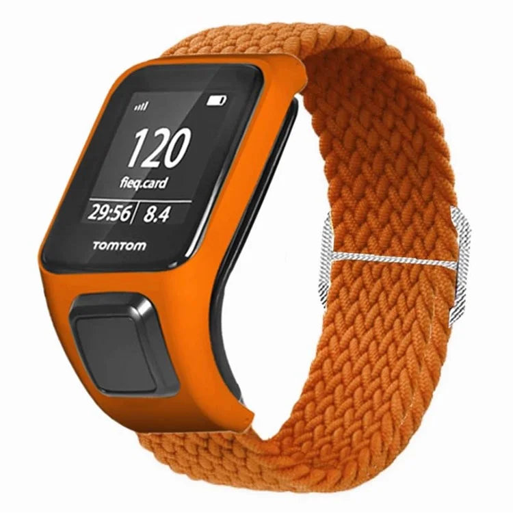 For TomTom Runner 2 / 3 / Spark / Adventurer Watch Band Braided Adjustable Nylon Loop Strap with Case