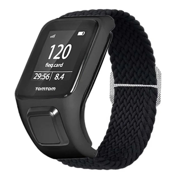 For TomTom Runner 2 / 3 / Spark / Adventurer Watch Band Braided Adjustable Nylon Loop Strap with Case