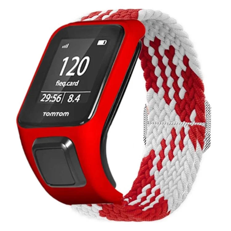 For TomTom Runner 2 / 3 / Spark / Adventurer Watch Band Braided Adjustable Nylon Loop Strap with Case