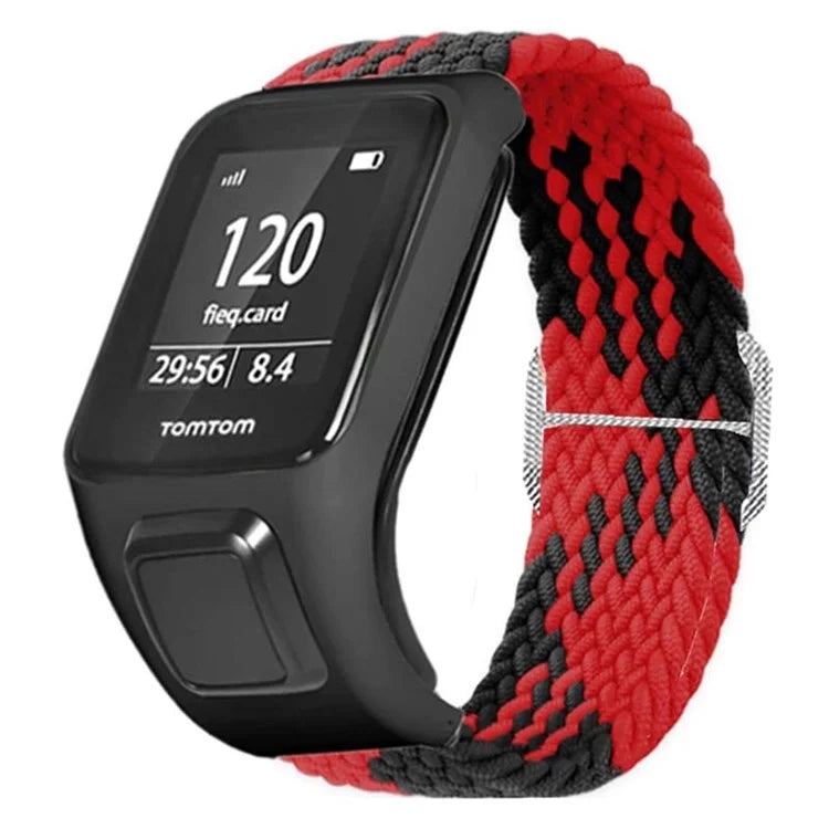 For TomTom Runner 2 / 3 / Spark / Adventurer Watch Band Braided Adjustable Nylon Loop Strap with Case