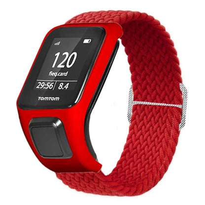 For TomTom Runner 2 / 3 / Spark / Adventurer Watch Band Braided Adjustable Nylon Loop Strap with Case