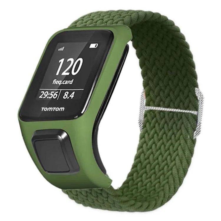 For TomTom Runner 2 / 3 / Spark / Adventurer Watch Band Braided Adjustable Nylon Loop Strap with Case
