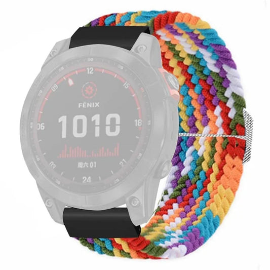 For Coros Vertix 2 / Garmin Fenix 7X / 6X / 5X Braided Watchbands Nylon Elastic Strap with 26mm PC Connector