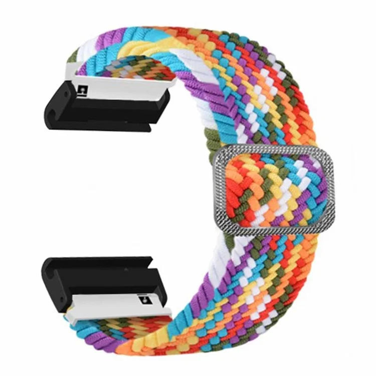 For Coros Vertix 2 / Garmin Fenix 7X / 6X / 5X Braided Watchbands Nylon Elastic Strap with 26mm PC Connector