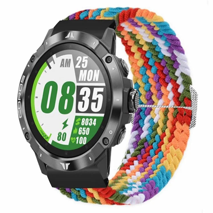 For Coros Vertix 2 / Garmin Fenix 7X / 6X / 5X Braided Watchbands Nylon Elastic Strap with 26mm PC Connector