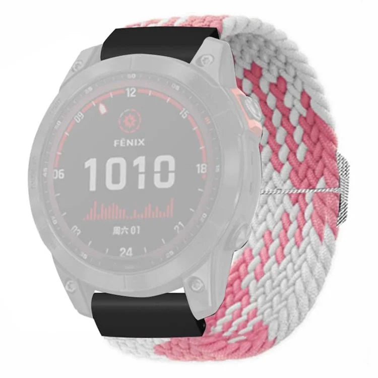 For Coros Vertix 2 / Garmin Fenix 7X / 6X / 5X Braided Watchbands Nylon Elastic Strap with 26mm PC Connector