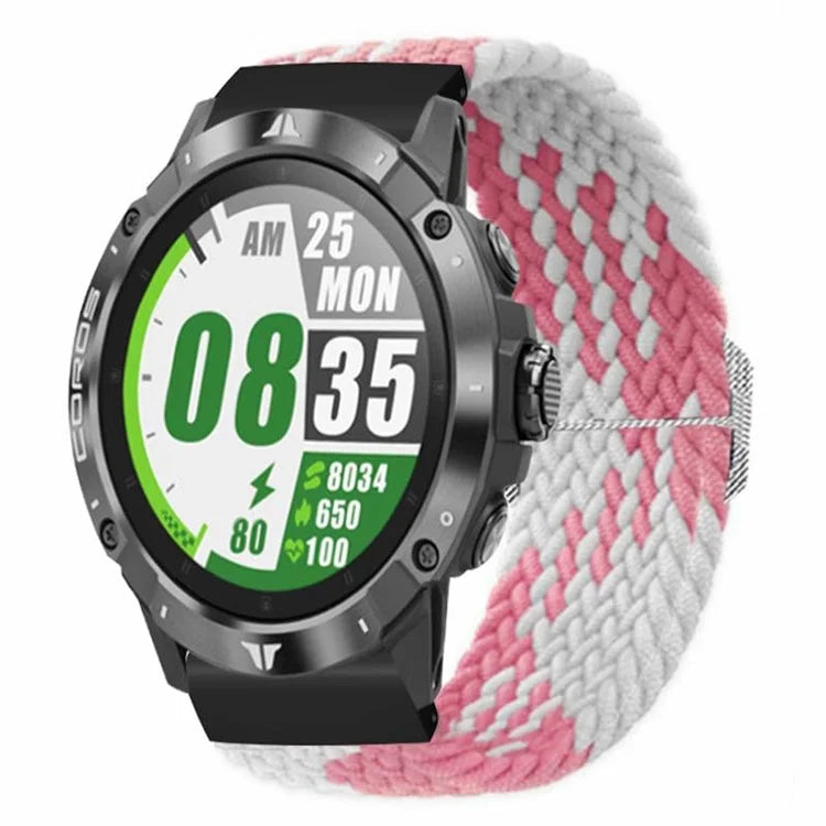 For Coros Vertix 2 / Garmin Fenix 7X / 6X / 5X Braided Watchbands Nylon Elastic Strap with 26mm PC Connector