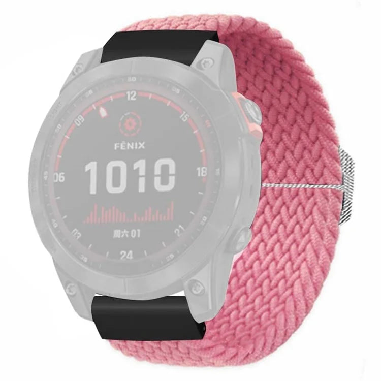 For Coros Vertix 2 / Garmin Fenix 7X / 6X / 5X Braided Watchbands Nylon Elastic Strap with 26mm PC Connector