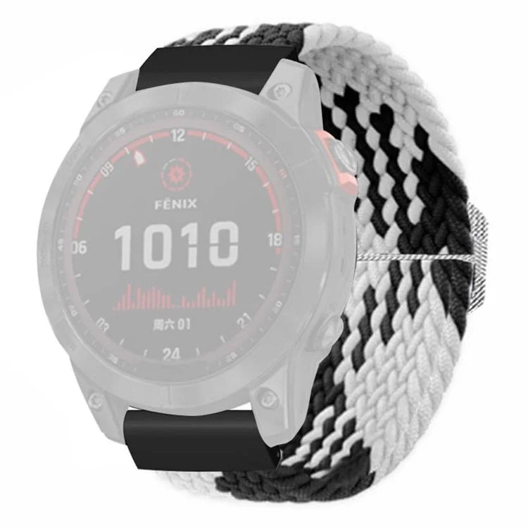 For Coros Vertix 2 / Garmin Fenix 7X / 6X / 5X Braided Watchbands Nylon Elastic Strap with 26mm PC Connector