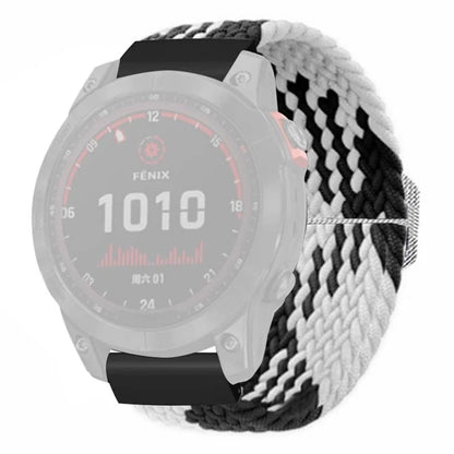 For Coros Vertix 2 / Garmin Fenix 7X / 6X / 5X Braided Watchbands Nylon Elastic Strap with 26mm PC Connector