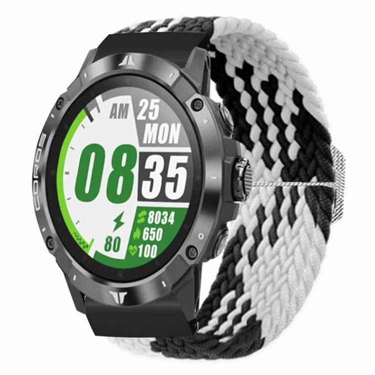 For Coros Vertix 2 / Garmin Fenix 7X / 6X / 5X Braided Watchbands Nylon Elastic Strap with 26mm PC Connector