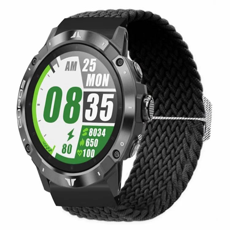 For Coros Vertix 2 / Garmin Fenix 7X / 6X / 5X Braided Watchbands Nylon Elastic Strap with 26mm PC Connector