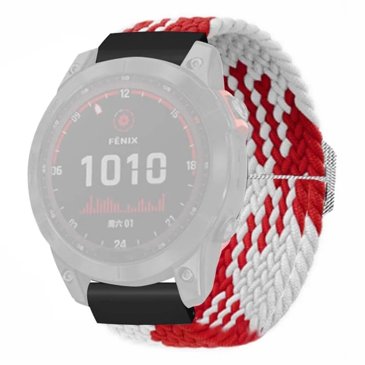 For Coros Vertix 2 / Garmin Fenix 7X / 6X / 5X Braided Watchbands Nylon Elastic Strap with 26mm PC Connector