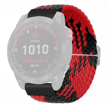 For Coros Vertix 2 / Garmin Fenix 7X / 6X / 5X Braided Watchbands Nylon Elastic Strap with 26mm PC Connector