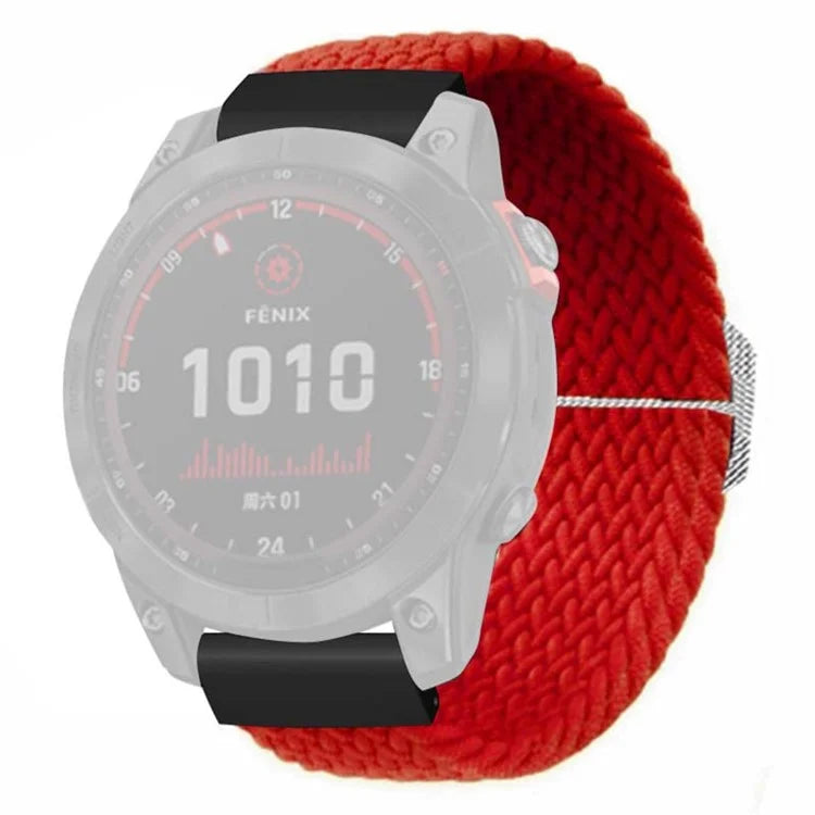 For Coros Vertix 2 / Garmin Fenix 7X / 6X / 5X Braided Watchbands Nylon Elastic Strap with 26mm PC Connector