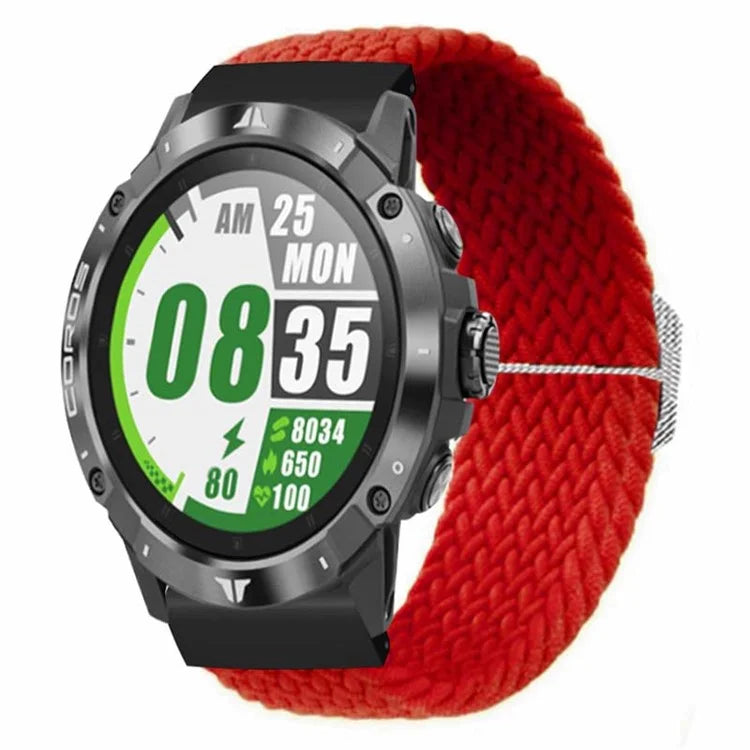 For Coros Vertix 2 / Garmin Fenix 7X / 6X / 5X Braided Watchbands Nylon Elastic Strap with 26mm PC Connector