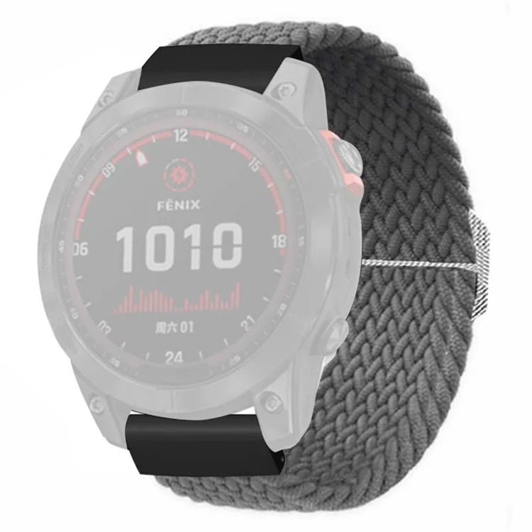 For Coros Vertix 2 / Garmin Fenix 7X / 6X / 5X Braided Watchbands Nylon Elastic Strap with 26mm PC Connector