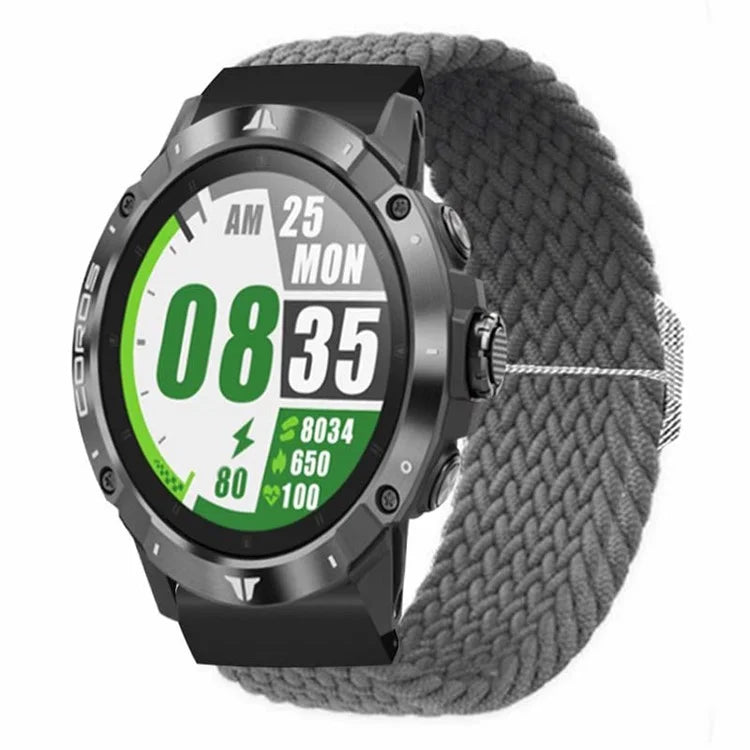 For Coros Vertix 2 / Garmin Fenix 7X / 6X / 5X Braided Watchbands Nylon Elastic Strap with 26mm PC Connector
