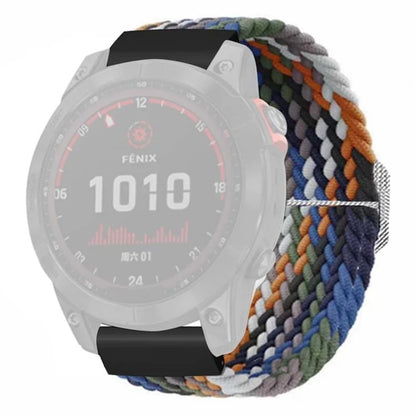 For Coros Vertix 2 / Garmin Fenix 7X / 6X / 5X Braided Watchbands Nylon Elastic Strap with 26mm PC Connector