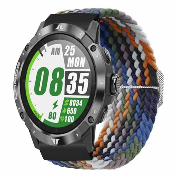 For Coros Vertix 2 / Garmin Fenix 7X / 6X / 5X Braided Watchbands Nylon Elastic Strap with 26mm PC Connector