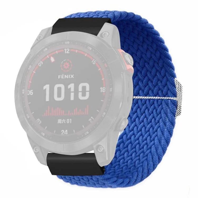 For Coros Vertix 2 / Garmin Fenix 7X / 6X / 5X Braided Watchbands Nylon Elastic Strap with 26mm PC Connector